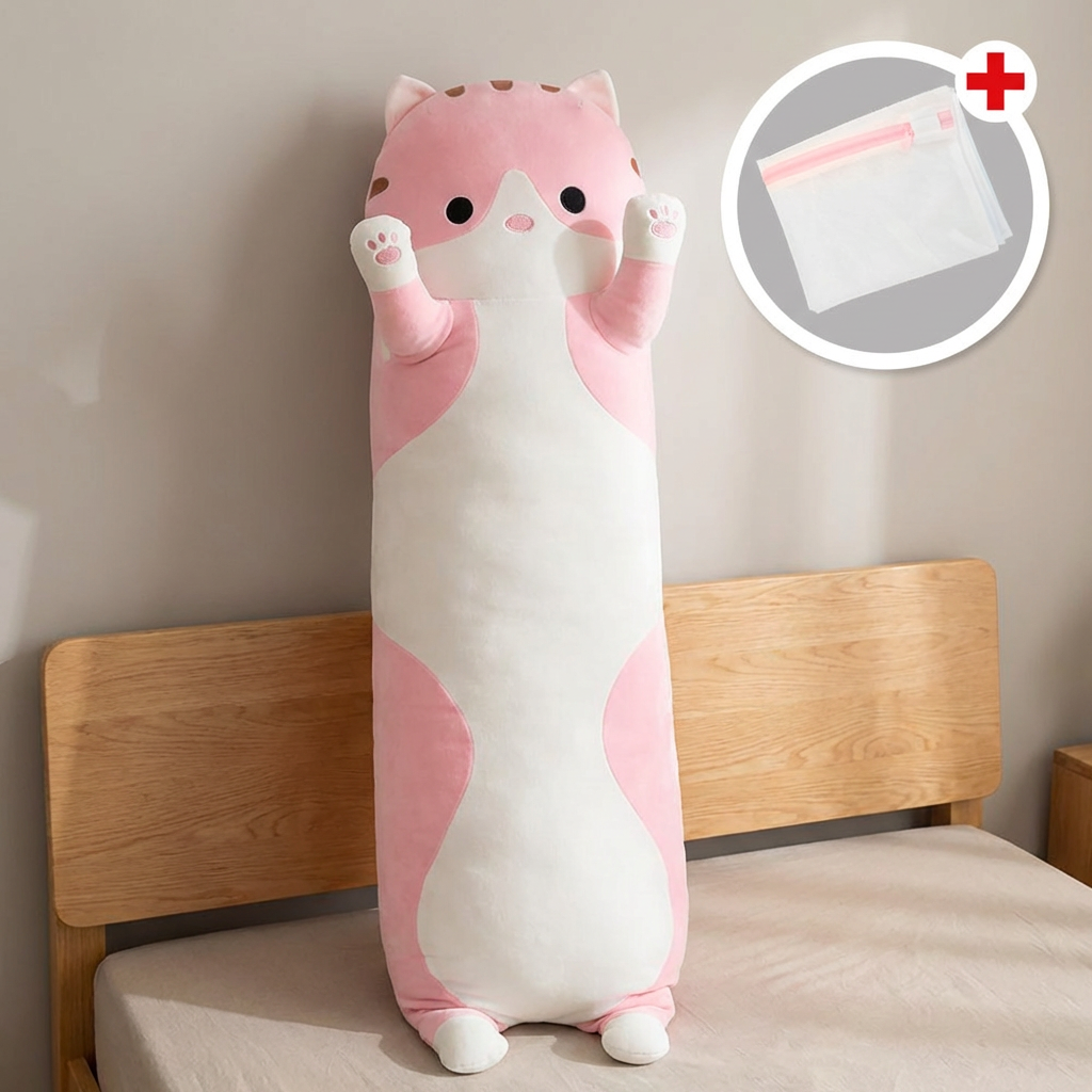 모찌모찌 고양이 바디필로우, 핑크, 50cm, 1개
