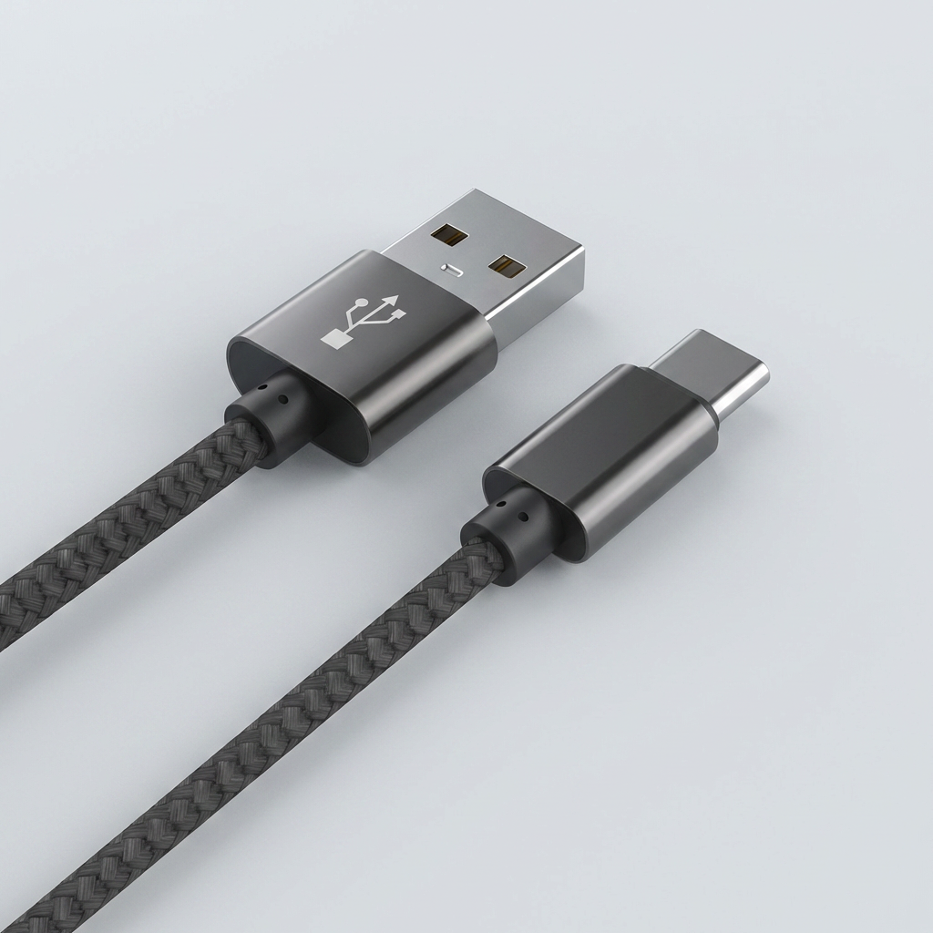 WJT 메탈 고속 충전 케이블, USB-C, 블랙, 1.5m, 1개