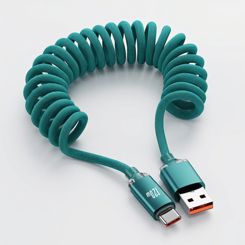 120W C타입 코일 고속충전선 2M, 그린, 2m, 1개
