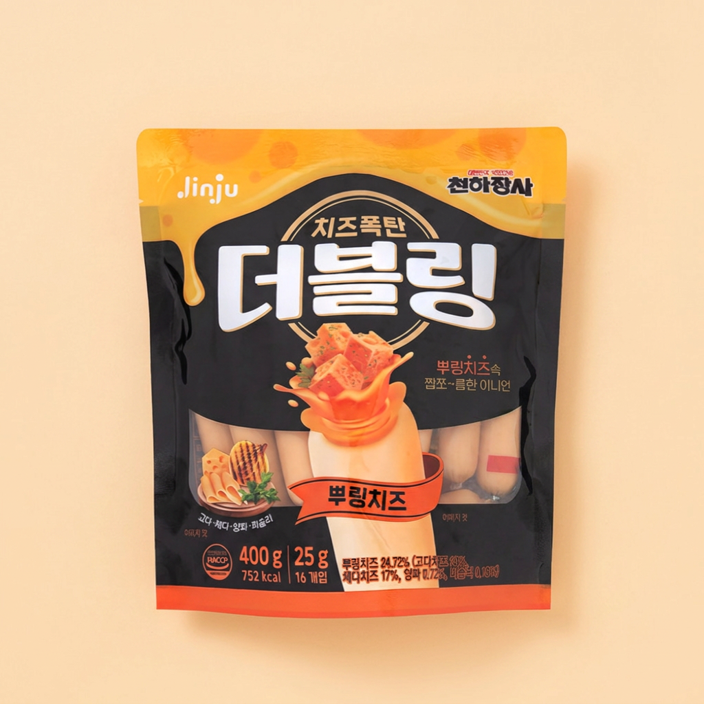 진주햄 천하장사 더블링, 뿌링치즈, 400g, 3개