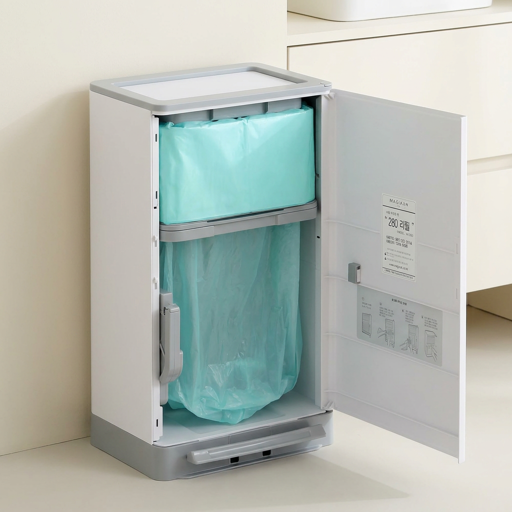 매직캔 히포 오토실링 휴지통, MH280WGA, 화이트그레이 투톤, 27L, 1개