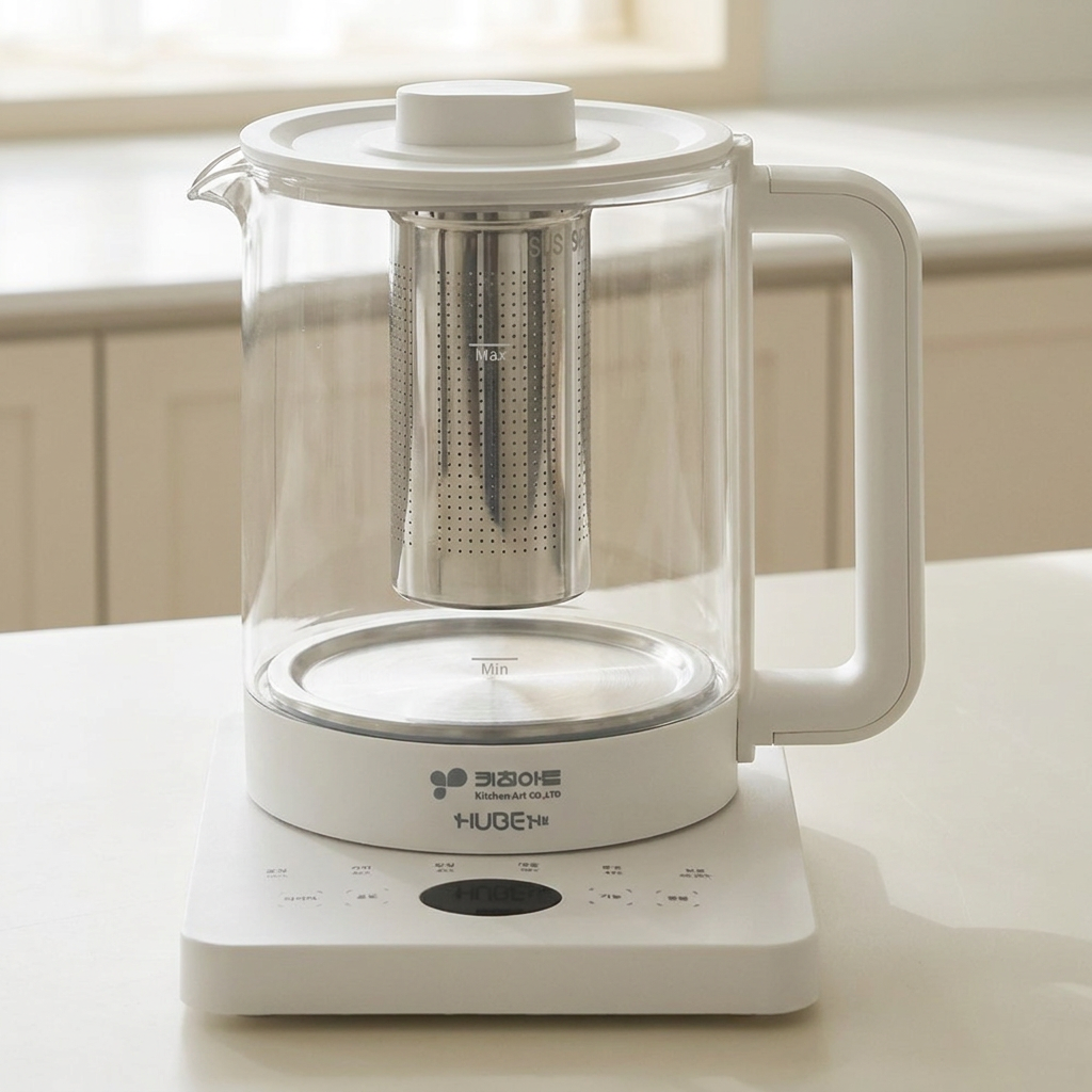 키친아트 허브 올 화이트 유리티포트, 화이트, 1.8L, 1개