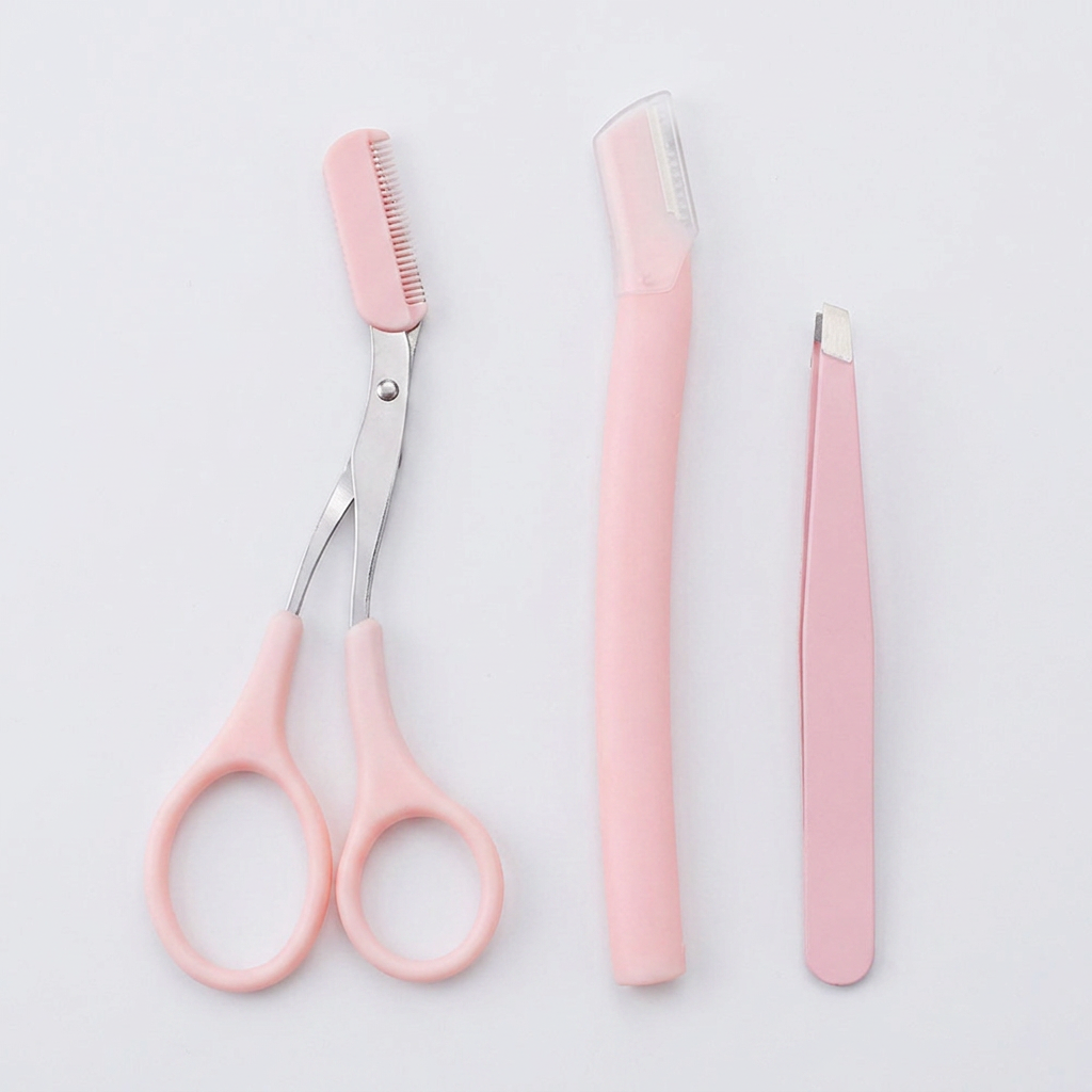 에코벨 눈썹정리 가위 눈썹칼 핀셋 3종세트, 기본, 핑크, 1개