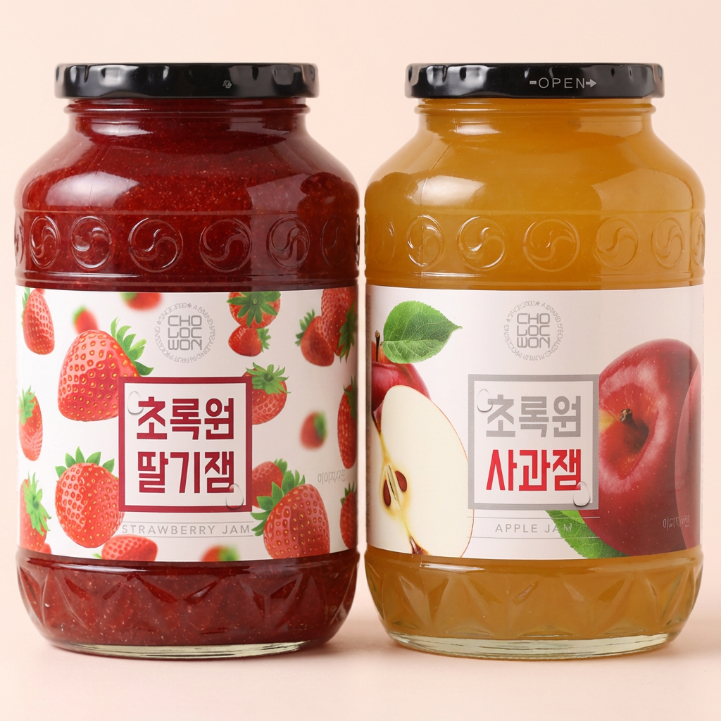 초록원 딸기잼 1kg + 사과잼 1kg, 총 2개