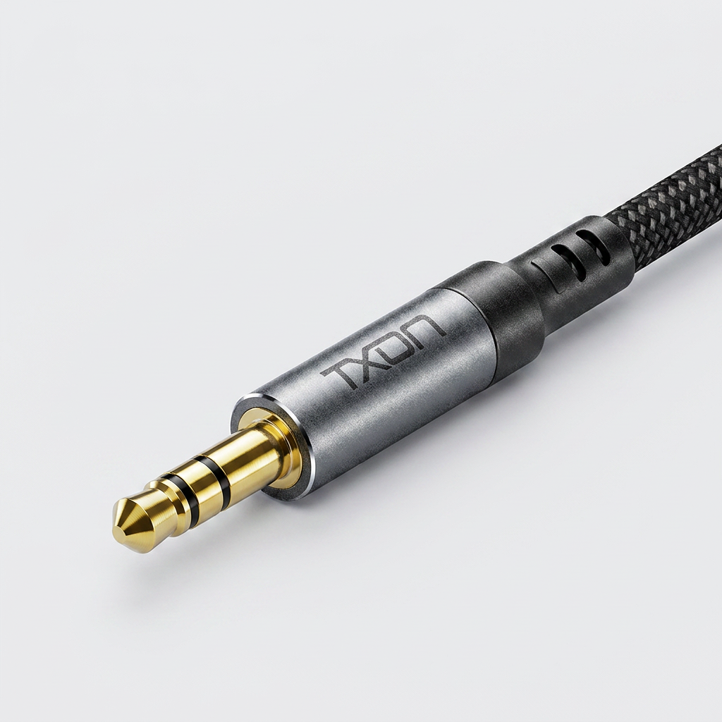 티엑스온 3.5mm AUX 스테레오 오디오 케이블, 0.5m, 그레이, 1개