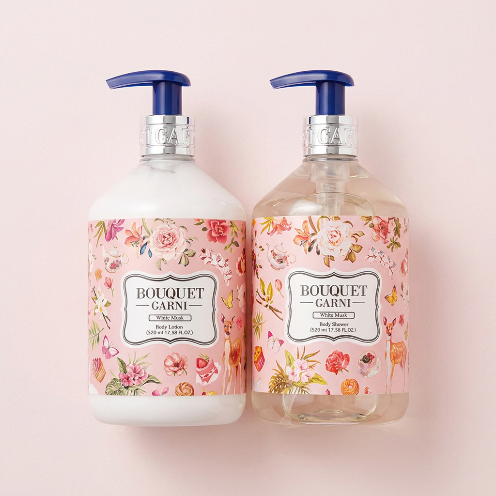 부케가르니 바디샤워 화이트머스크, 부케가르니 바디로션 화이트머스크, 520ml, 1세트