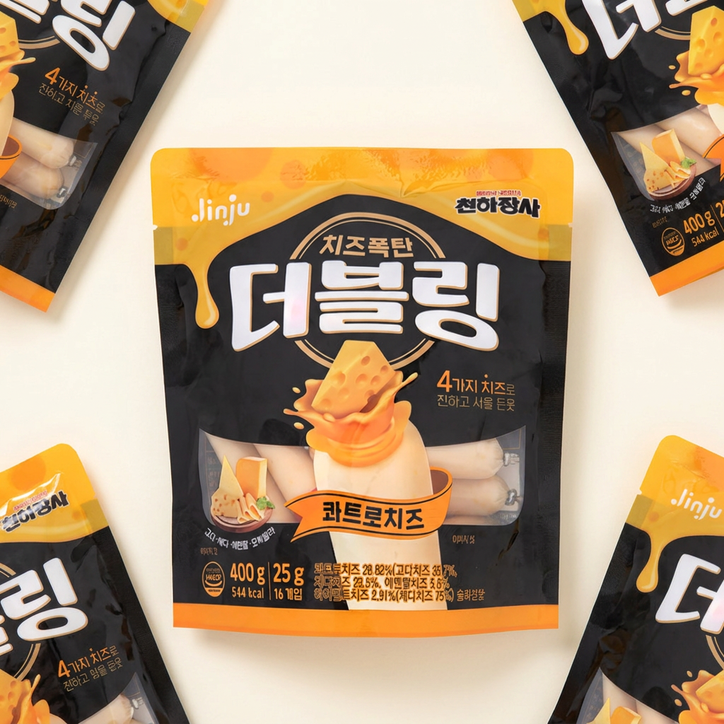 진주햄 천하장사 더블링 콰트로치즈, 25g, 16개입, 3개