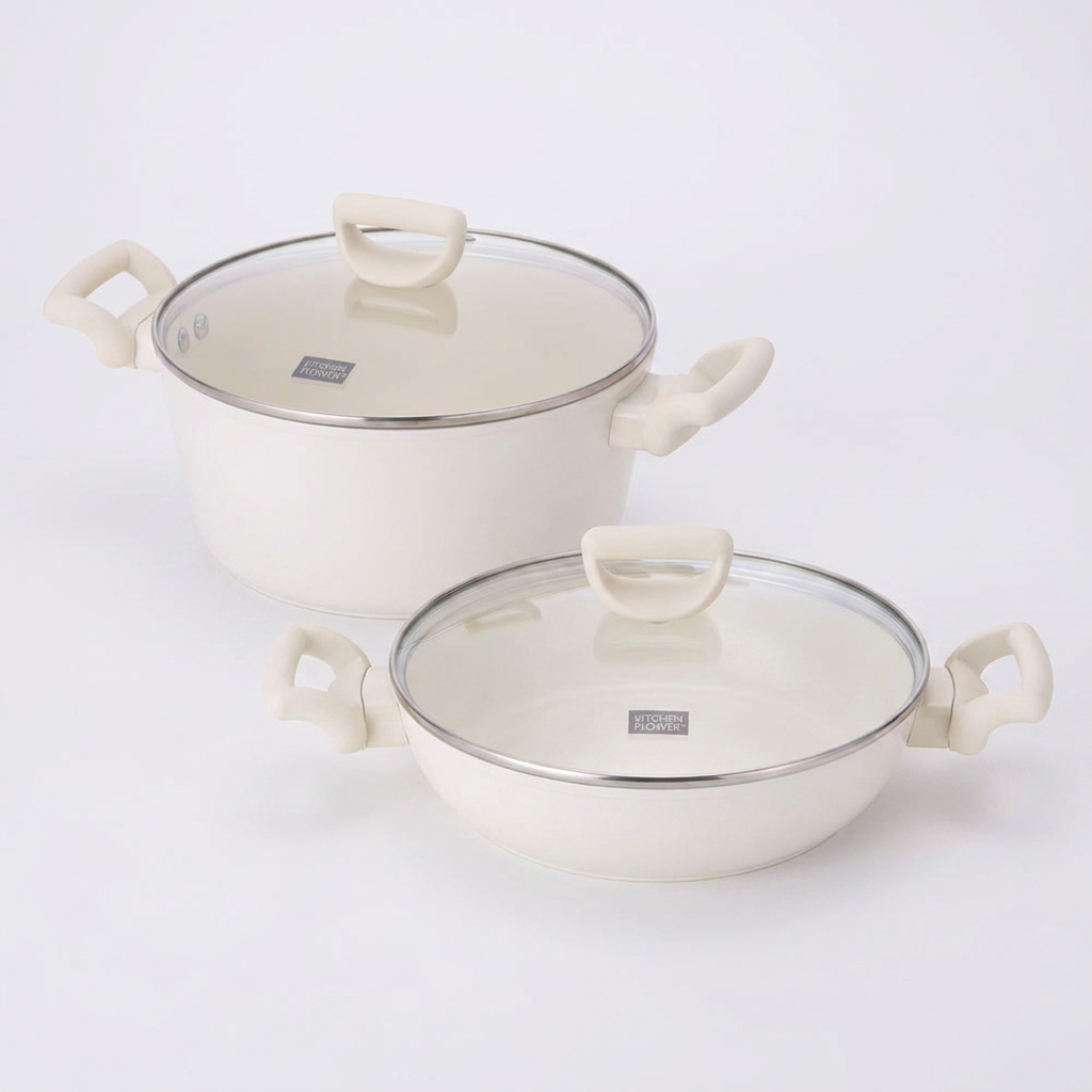 키친플라워 꾸테 세라믹 인덕션 냄비, 양수 24cm + 전골 24cm, 1세트