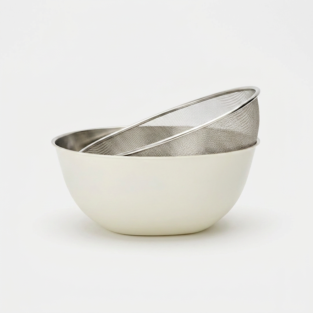 클라녹스 무연마제 스테인리스 채반 믹싱볼 세트, 24cm, 아이보리, 1세트