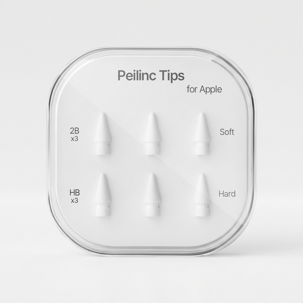 Peilinc 정품 애플펜슬 1/2/3세대 호환 펜촉, 2B 3개+HB 3개, 화이트, 1세트