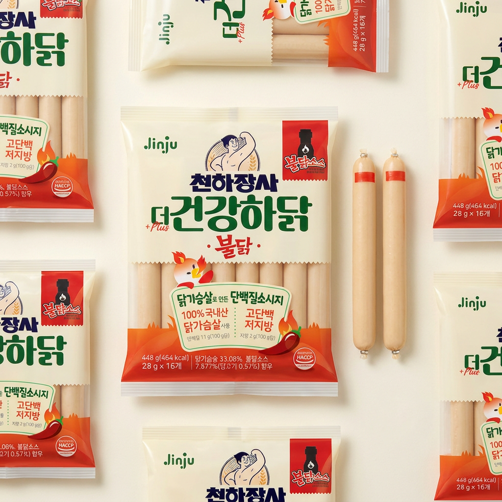 진주햄 천하장사 더 건강하닭 불닭, 448g, 3팩