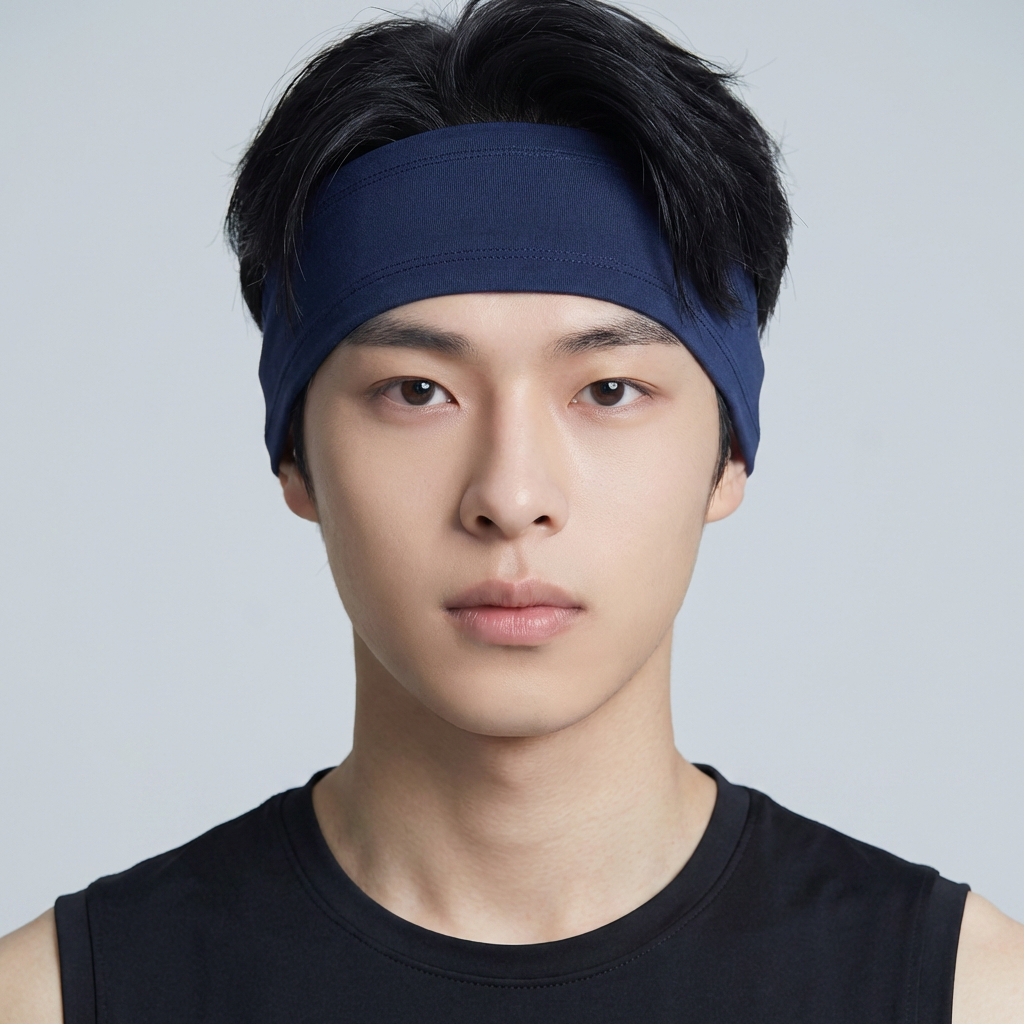 딥루트 러닝 헤어밴드 운동 스포츠 땀흡수 헤드밴드, 네이비, 2개, free