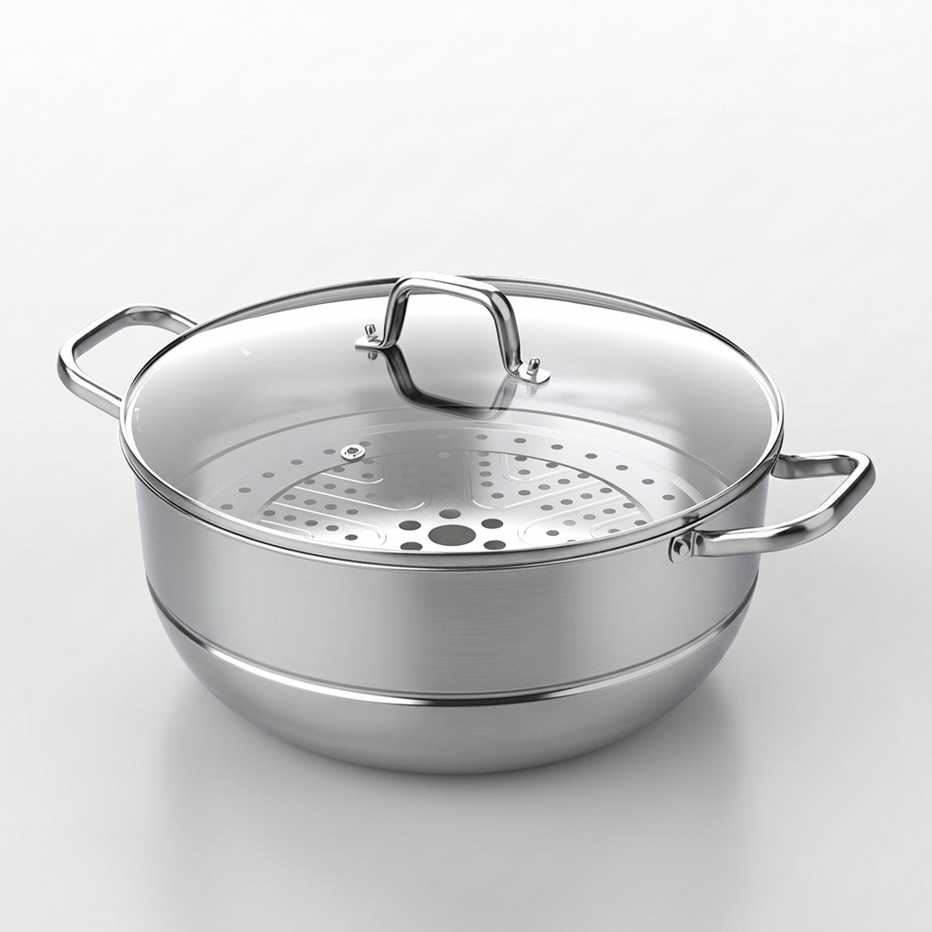 컴팩트홈 IH 인덕션 특대형 스텐 찜 전골냄비, 스테인리스, 34cm, 1개