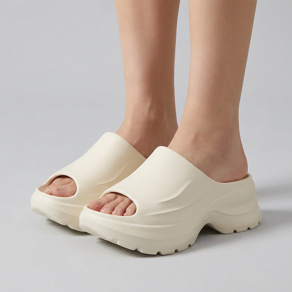 까발로 여성 통굽 키높이 슬리퍼, 블랙, 225mm