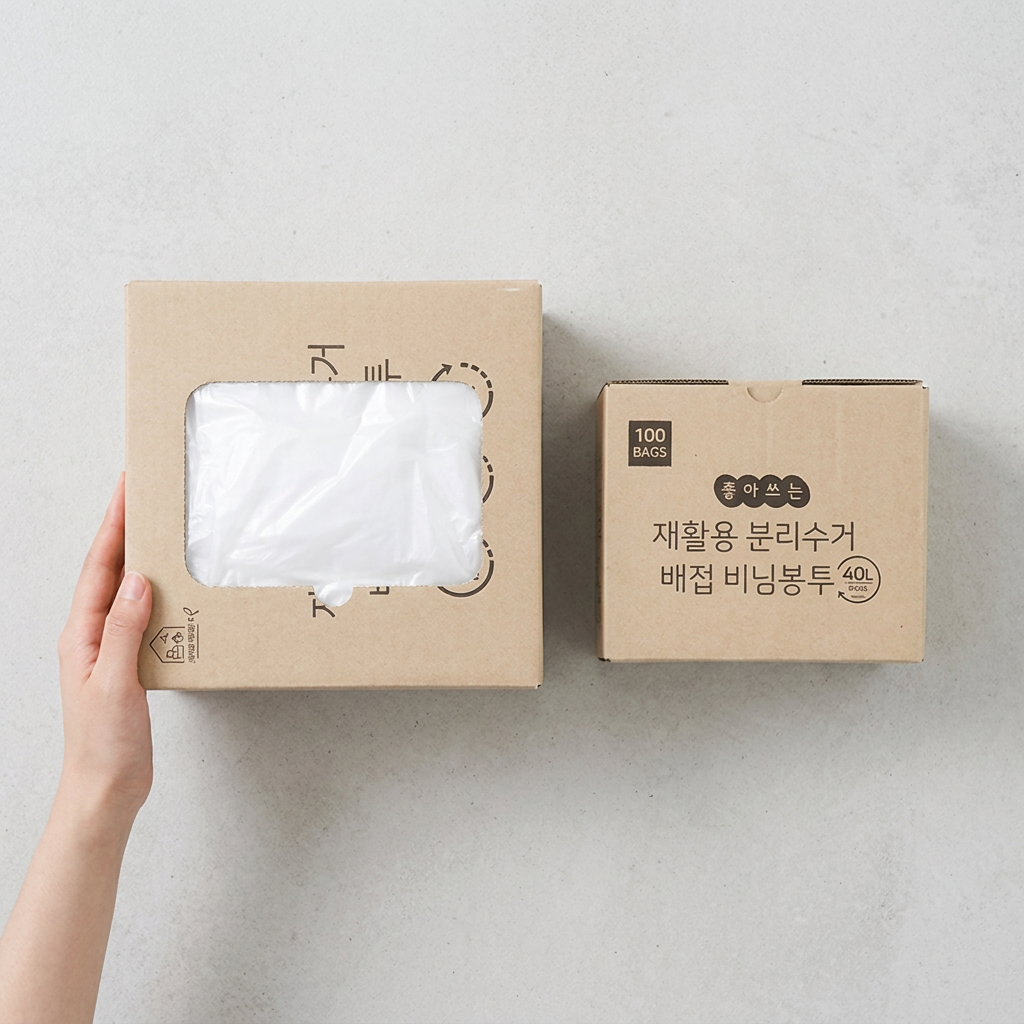 네이쳐리빙 뽑아쓰는 티슈형 분리수거 배접 비닐봉투, 60L, 100매