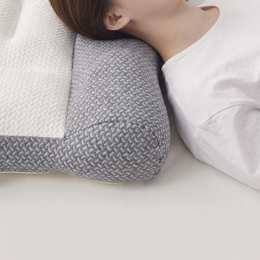 목을 세워주는 1000g 로우딥 Low deep 편안한 경추베개, 화이트그레이, 48x74cm, 1개