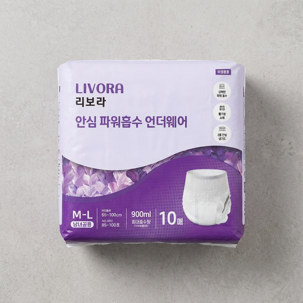 리보라 안심 파워흡수 언더웨어, 중형, 10매입, 6팩