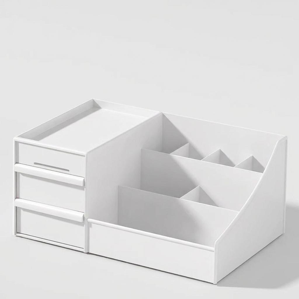 3단 화장품 서랍 정리대, 화이트, 26x16x11cm, 2개