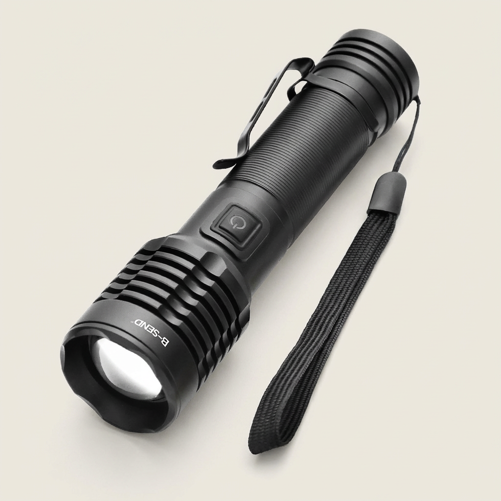 비센드 고휘도 LED 충전식 손전등 줌라이트 BS-T10, 블랙, 1개
