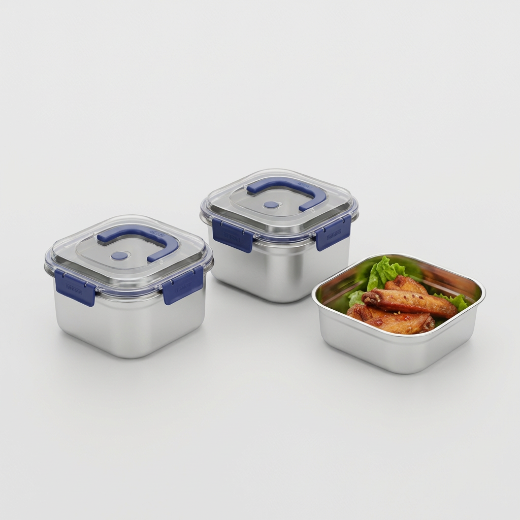 핸디 스텐 밀폐용기, 2.5L, 블루, 3개, 1개