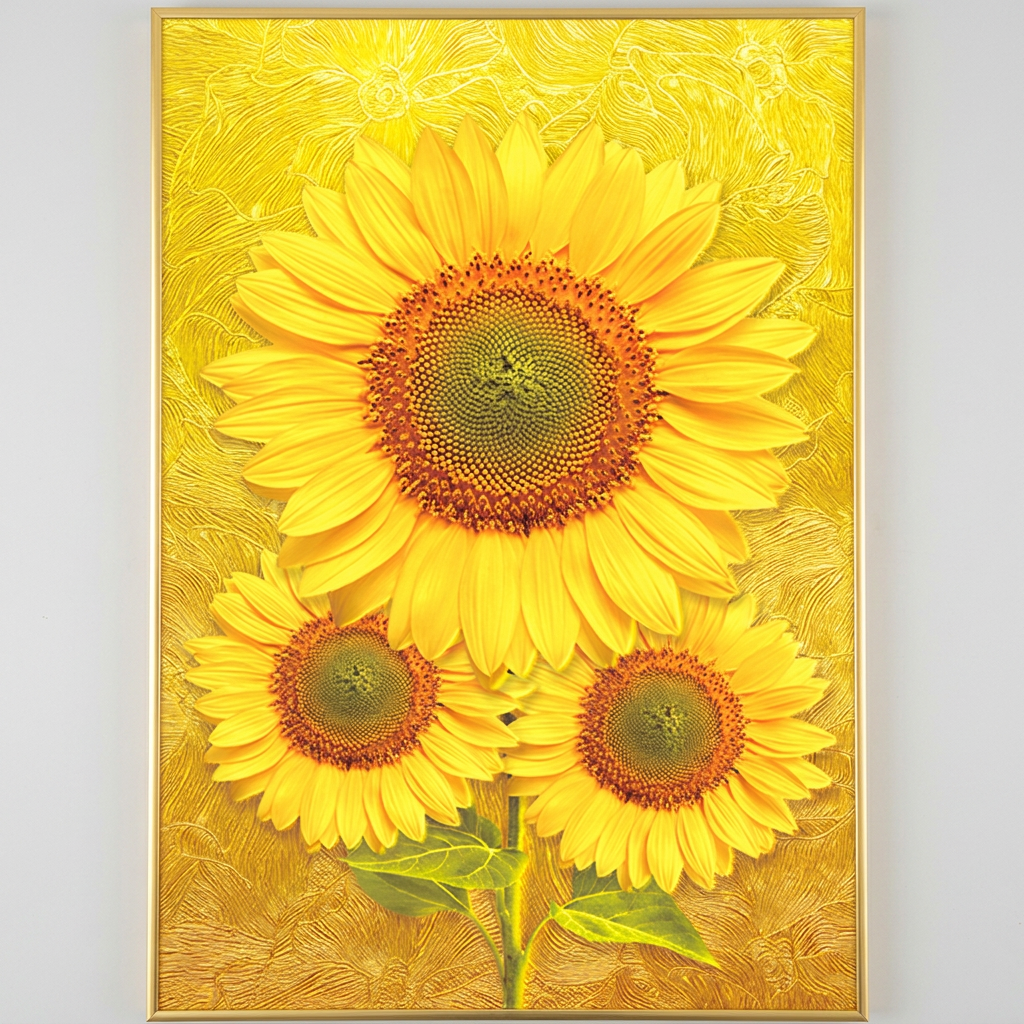 디데코 황금해바라기 3송이, A3, 30x42cm, 골드
