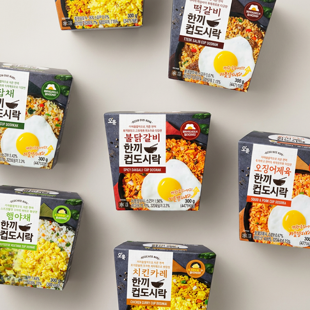 오쿡 한끼 컵도시락 고기 6종, 300g, 12개