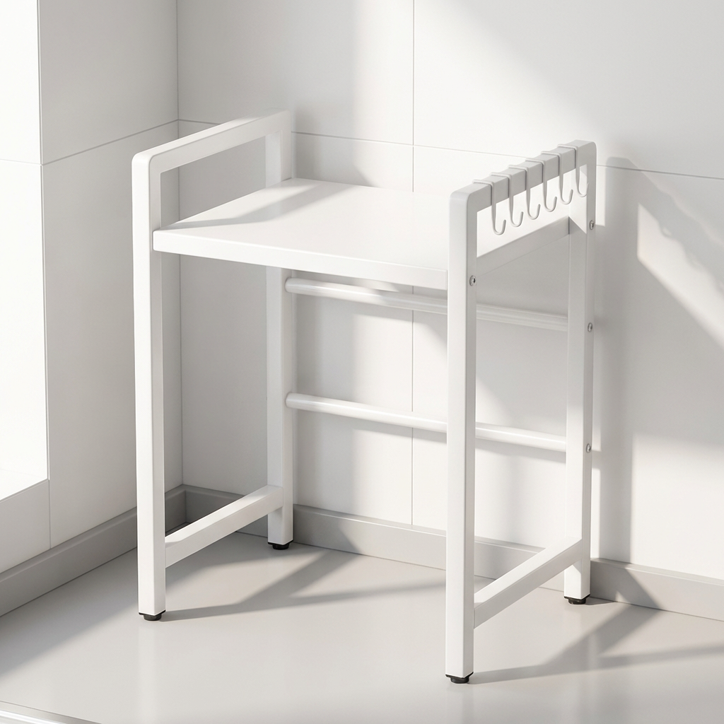 다용도 밥솥 정리수납 선반, 화이트, 높이 61cm, 너비 40~80cm, 2단