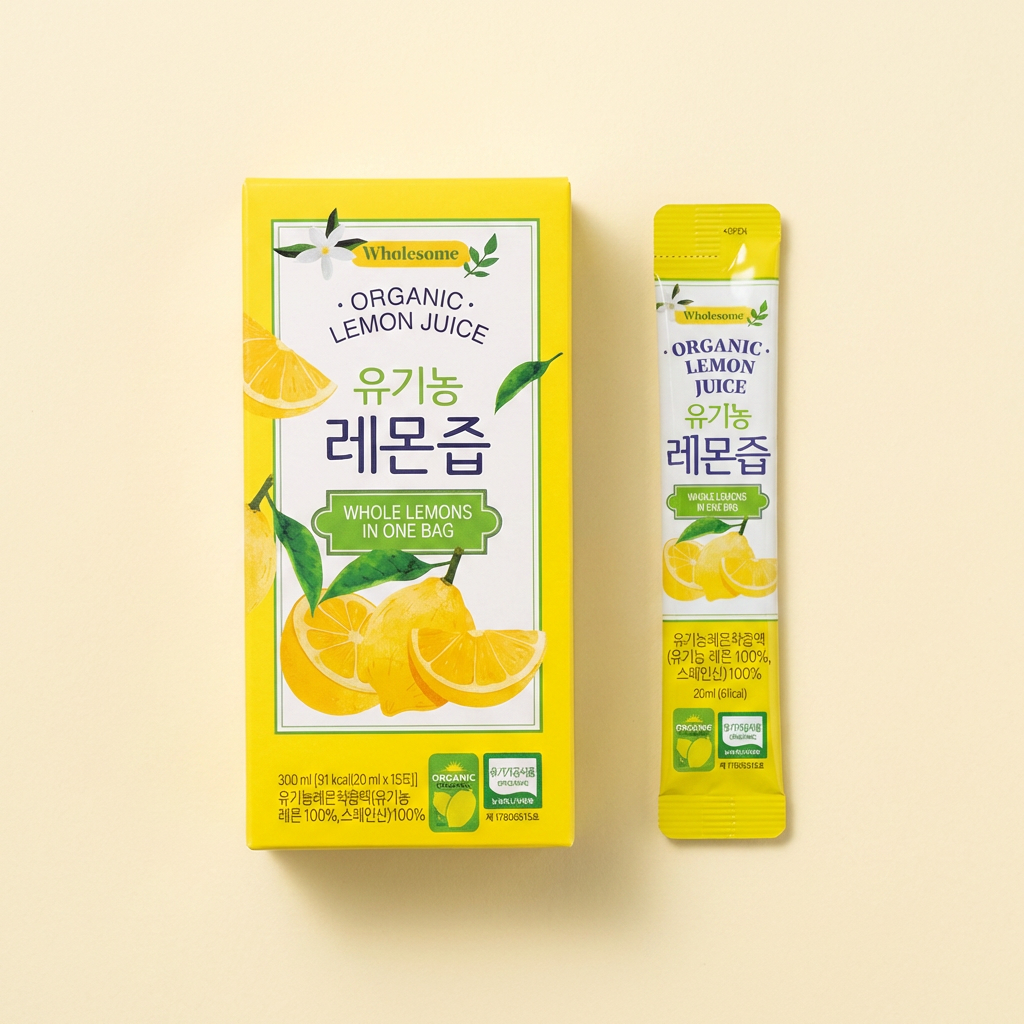 홀썸 유기농 레몬즙, 20ml, 15포, 4박스 토스쇼핑 특가