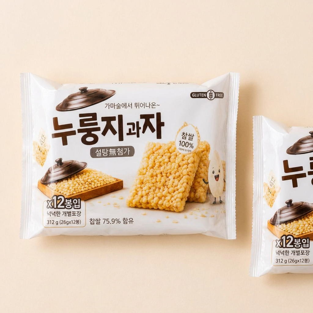 찹쌀 누룽지과자, 설탕무첨가, 26g, 12봉입, 2개