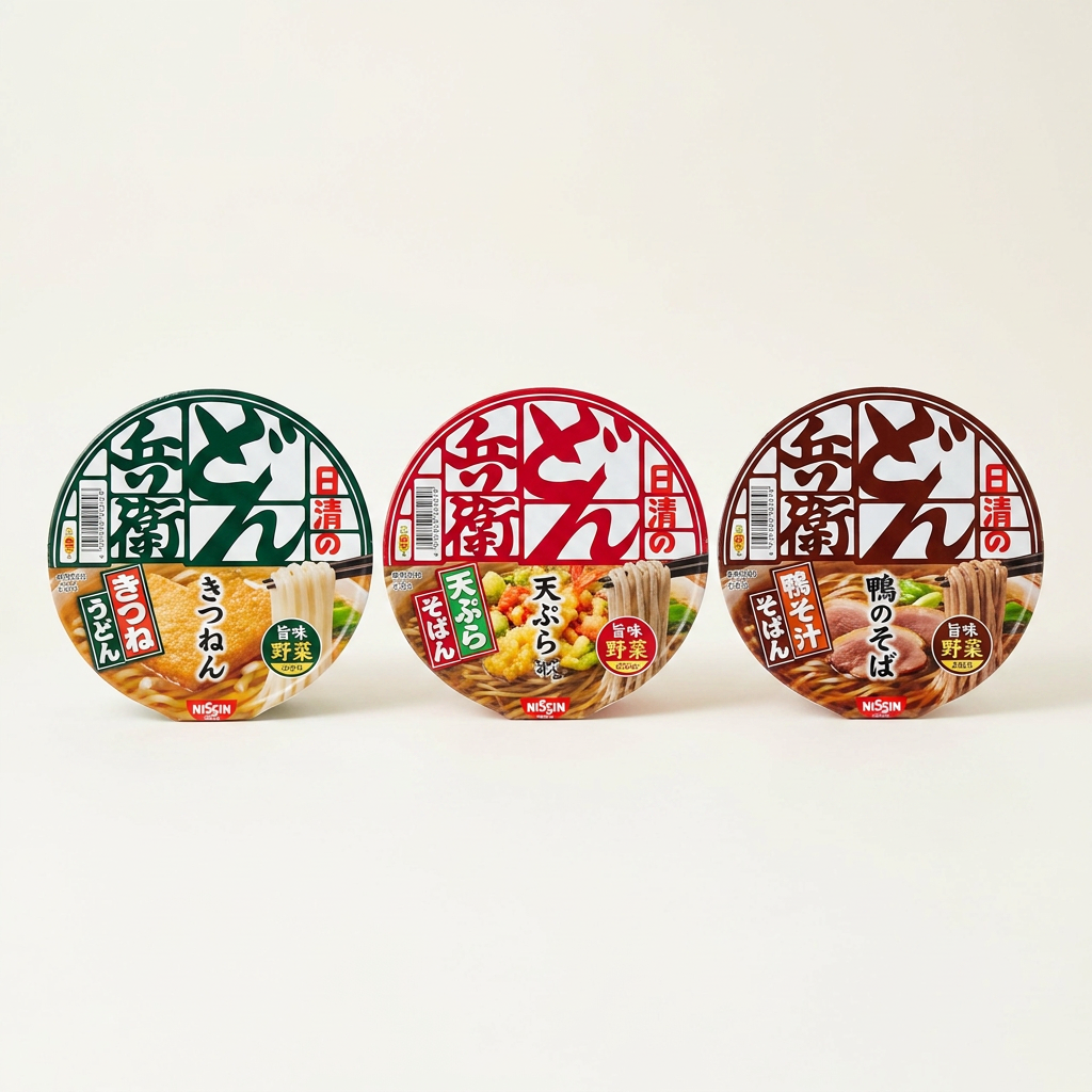 닛신 돈베 키츠네 우동 95g + 덴뿌라 소바 100g + 카레 우동 + 고기 우동 + 오리육수 소바, 1세트