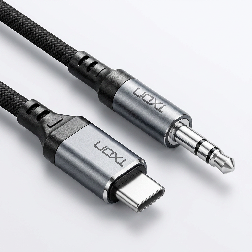 티엑스온 USB C to AUX 3극 스테레오 오디오 케이블, 그레이, 0.5m, 1개