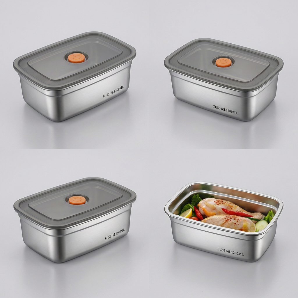 316L 스테인리스 밀폐용기, 1.5L, 4개