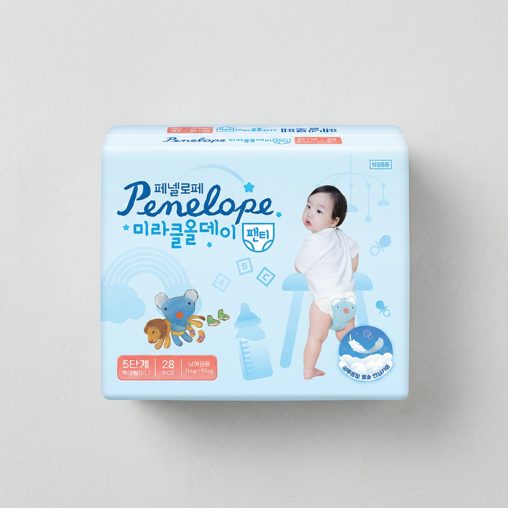 페넬로페 뉴 미라클 올데이 팬티 기저귀, 특대형(XL), 4팩