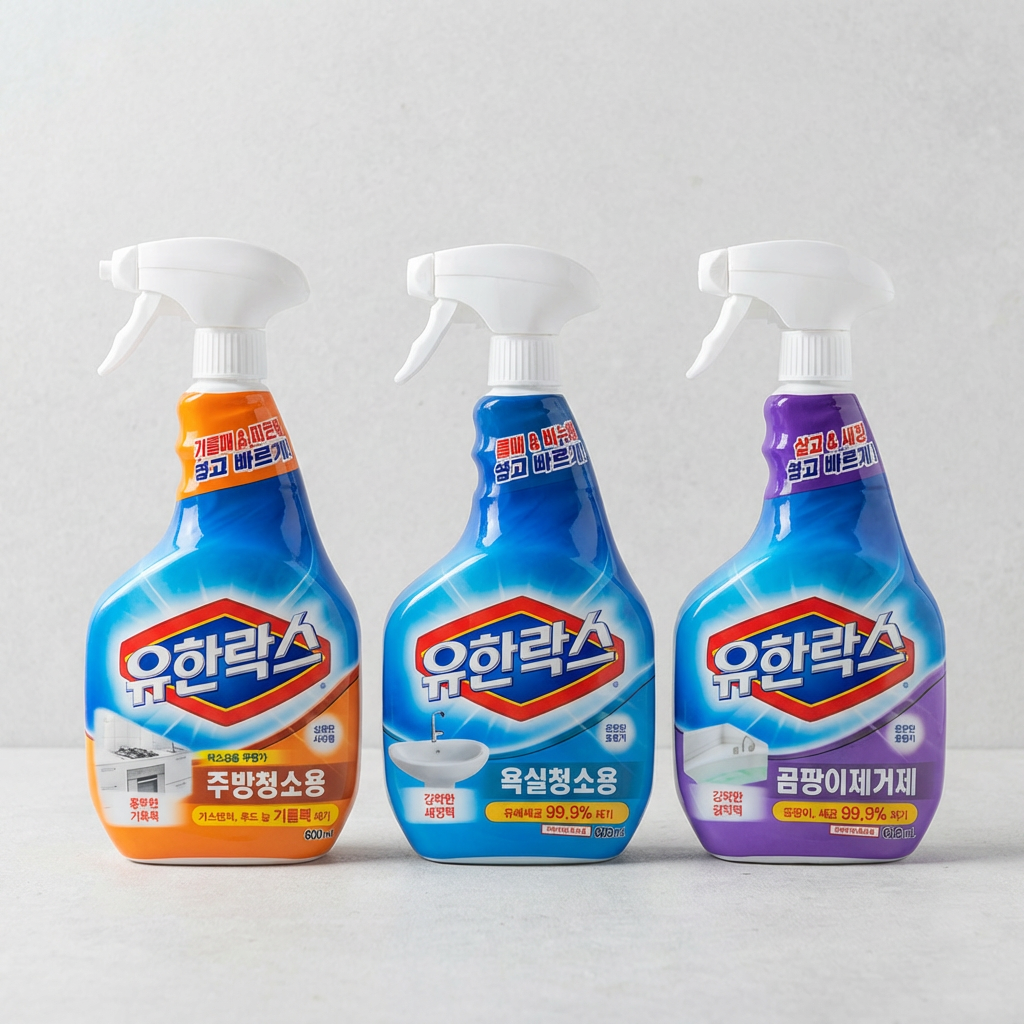 유한락스 곰팡이제거제, 욕실청소용, 600ml, 3입, 6개