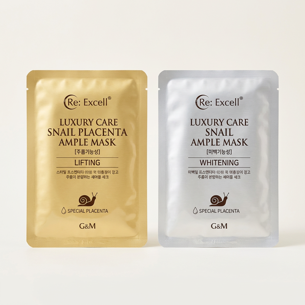 리엑셀 프리미엄 달팽이 마스크팩, 미백, 25g, 20장 + 주름, 25g, 20장