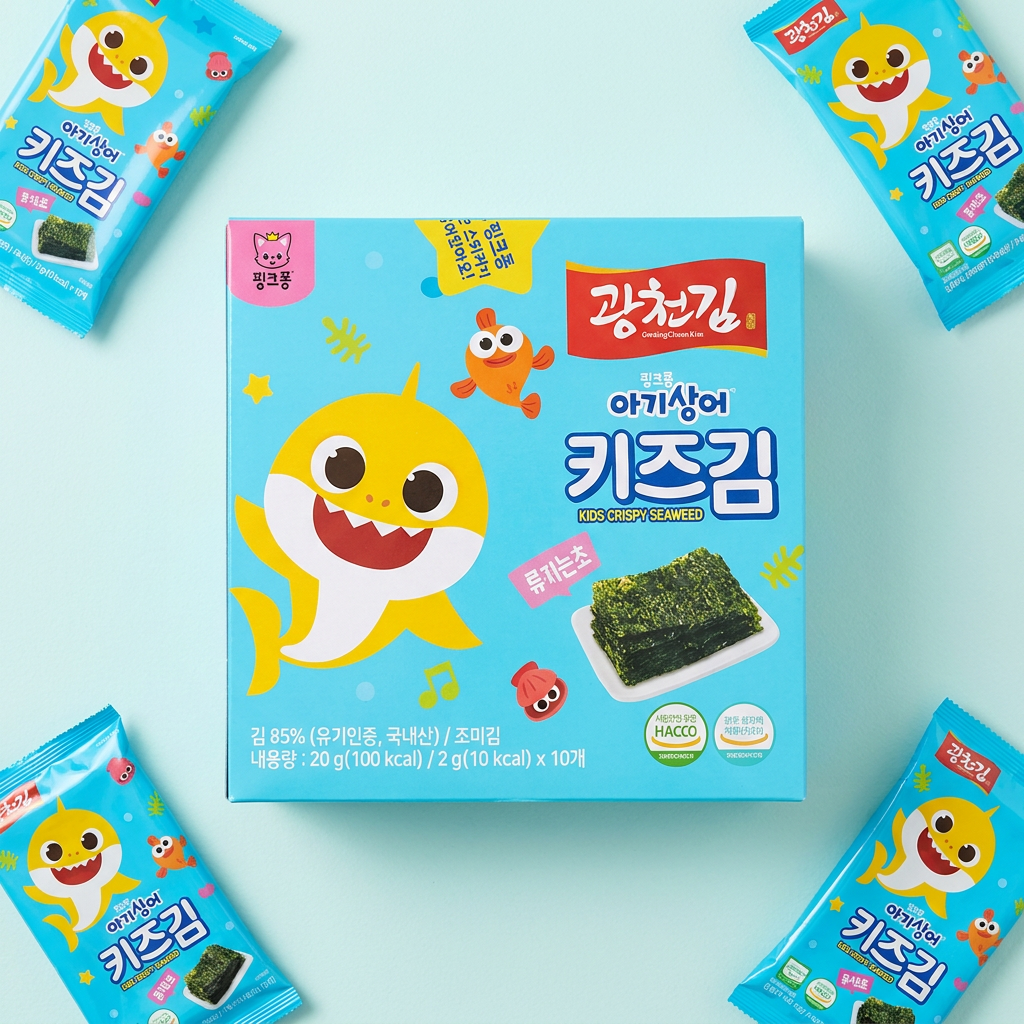 광천김 핑크퐁 아기상어 키즈김 미니 조미김, 2g, 10봉, 1개