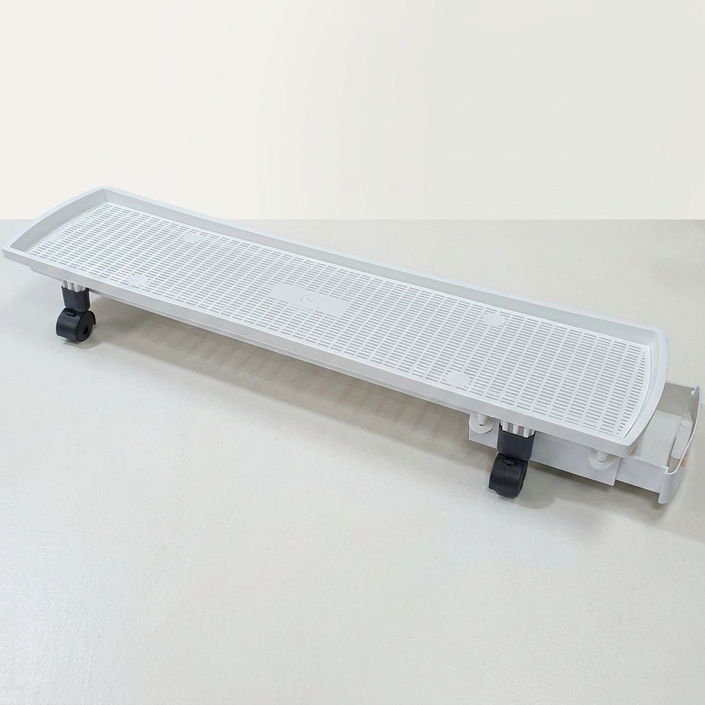 간편설치 물받이서랍 1단 이동바퀴 화분정리대, 화이트, 83x20x10cm, 1개
