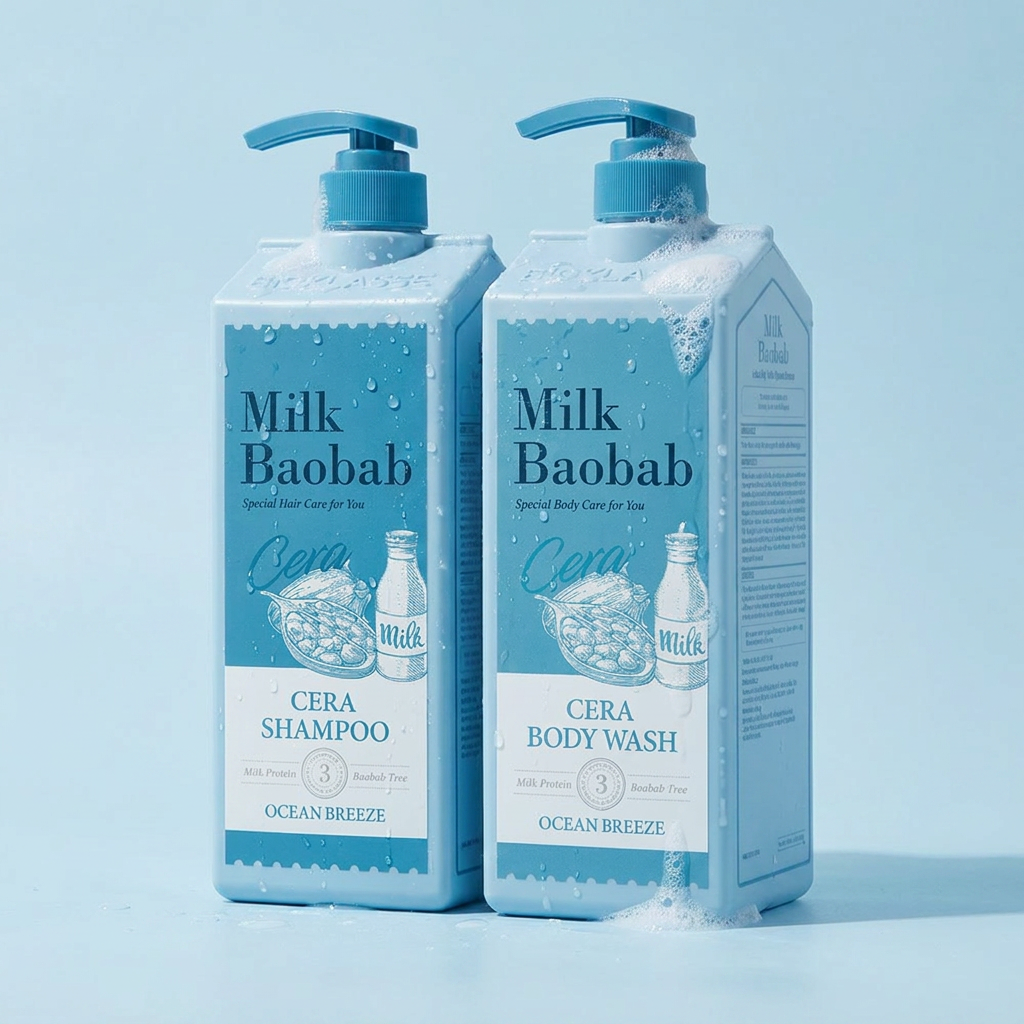 밀크바오밥 세라 샴푸+바디워시, 오션브리즈, 1200ml, 1개