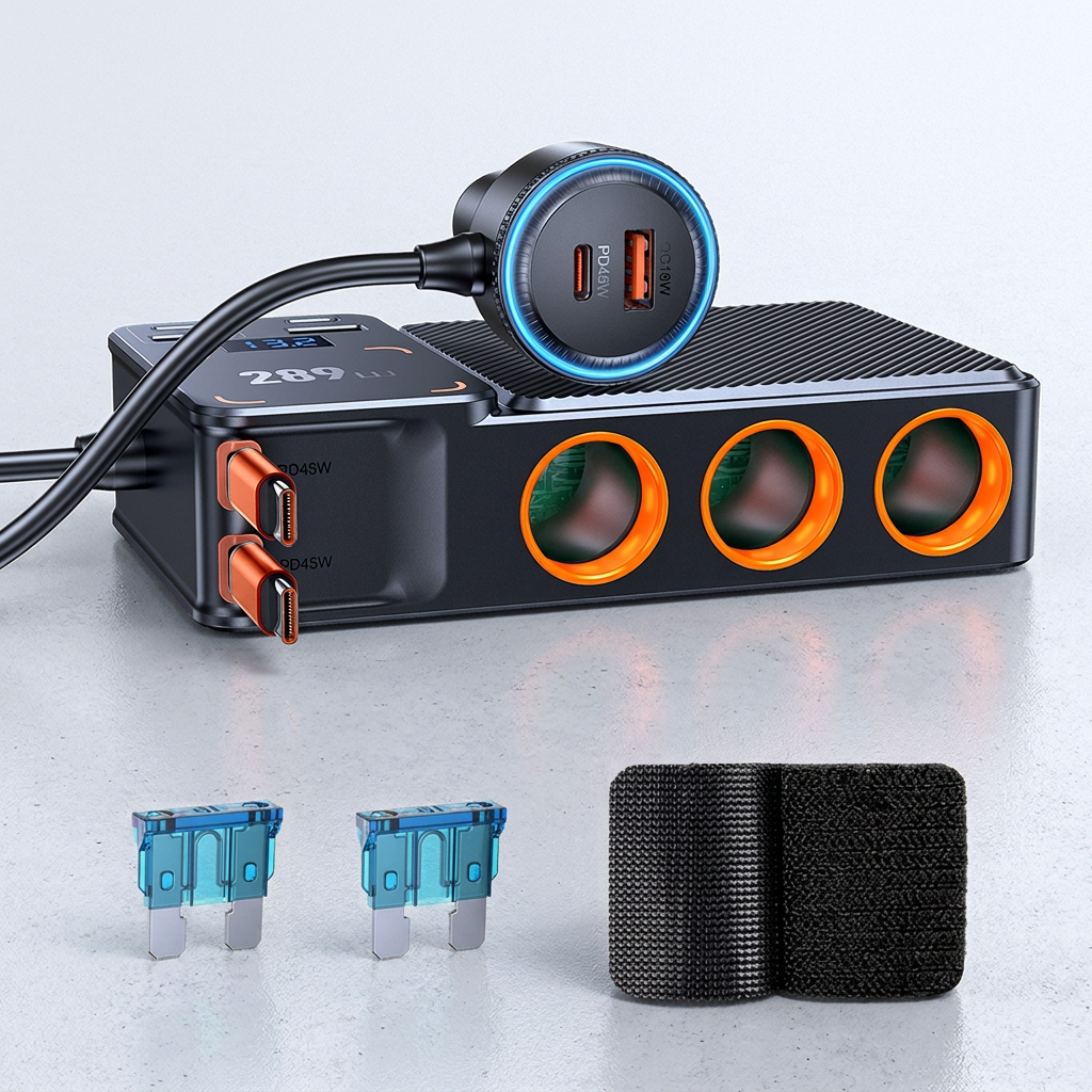 CMA 11포트 289W 시거잭 3구 차량용 멀티 소켓 차량용 충전기, 12V/24V, 1개