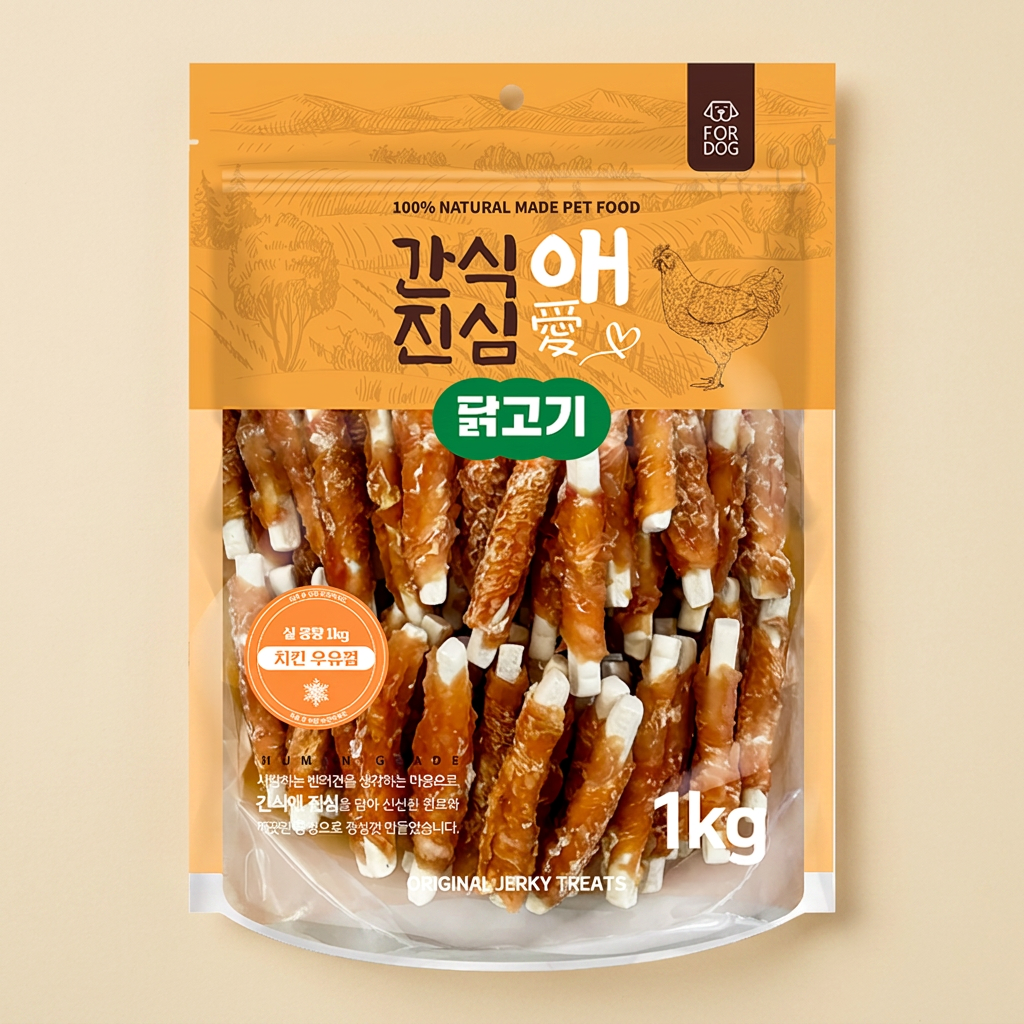 간식애진심 사사미 대용량 육포, 치킨우유껌, 1kg, 1개