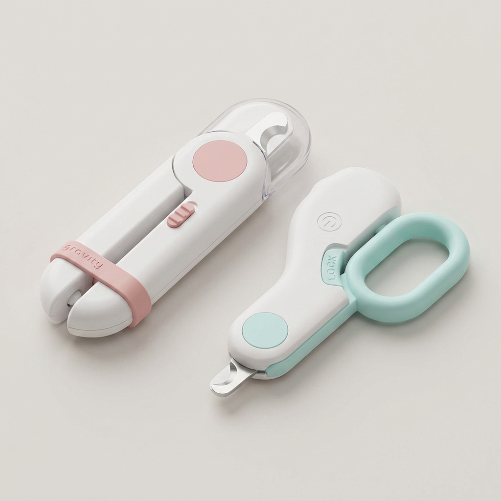 울리올리 반려동물 LED 안전 발톱깎이, 미니 가위형, 핑크, 1개