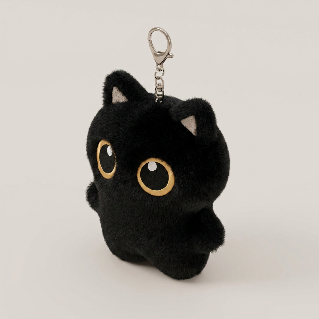 데데리트 깜냥이 인형 키링, 블랙, 1개