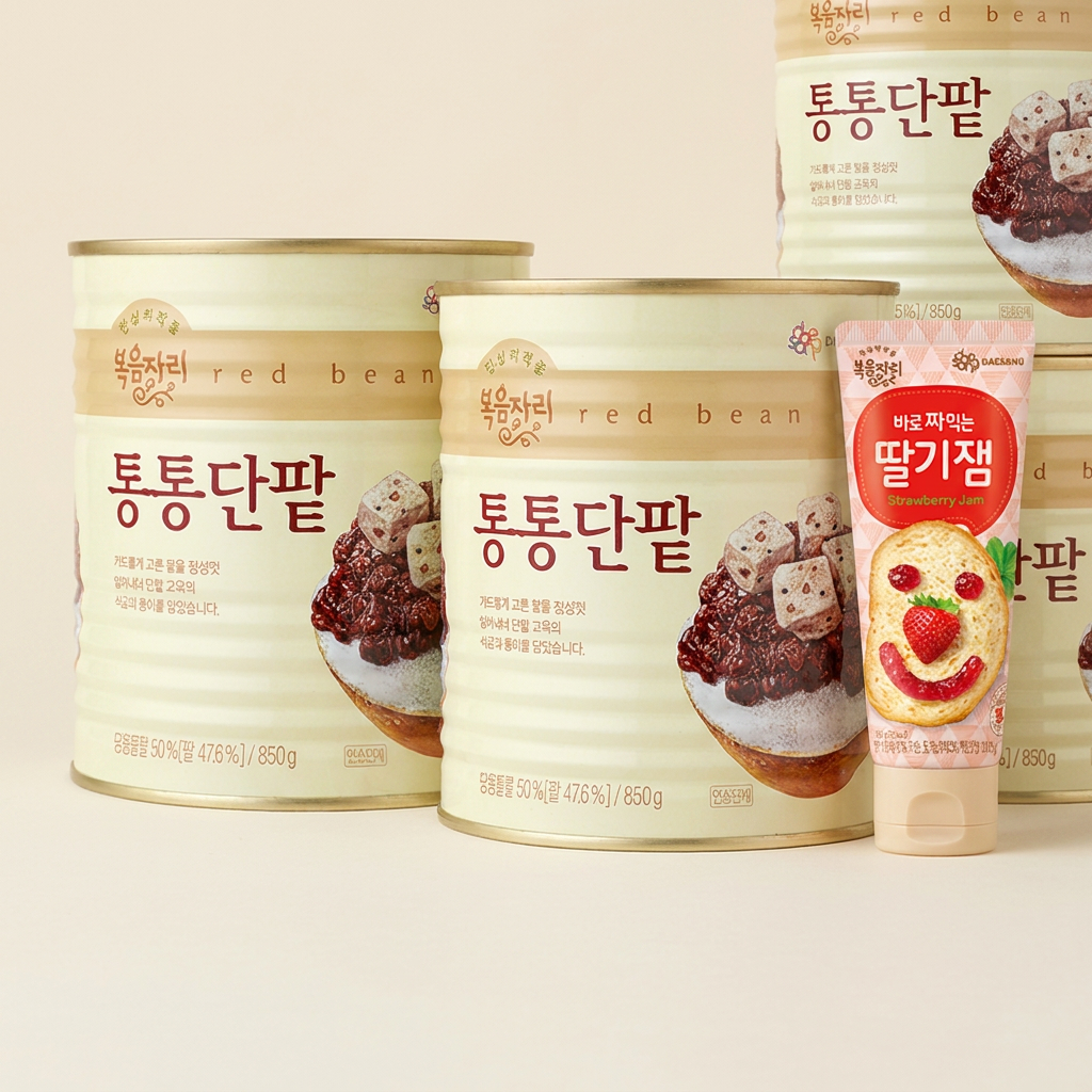복음자리 통통단팥, 850g, 2개 + 짜먹는 딸기잼, 100g, 1개, 1세트