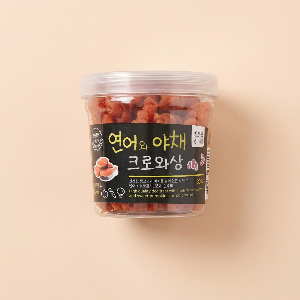 아침애 수제간식 김선생 간식타임, 연어와 야채 크로와상, 300g, 1개