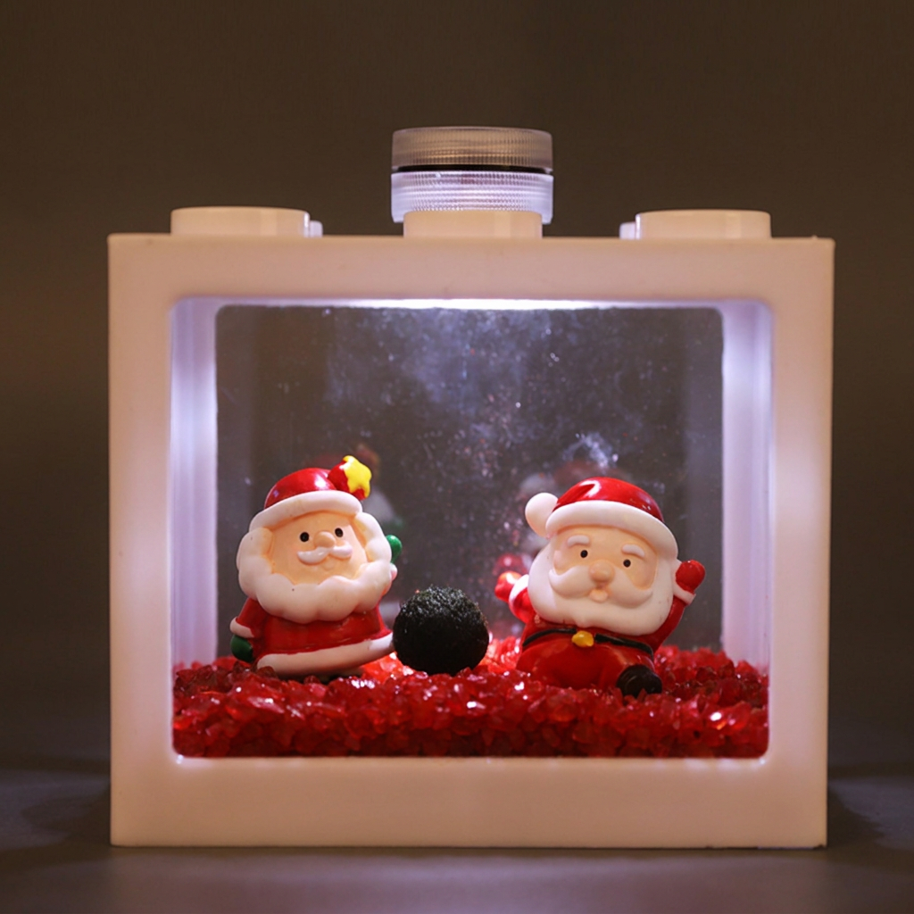 마리모 키우기 세트 DIY 안녕산타 led전구포함 6구블럭어항 키트, 1개