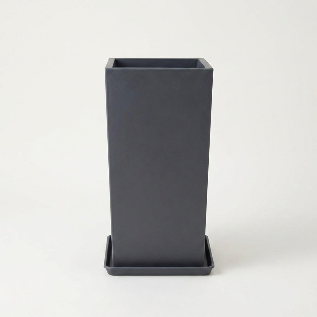 모던레시피 높은 사각 기둥 플라스틱 화분 받침 세트, 그레이, 특대형(30cmx56cm), 1개