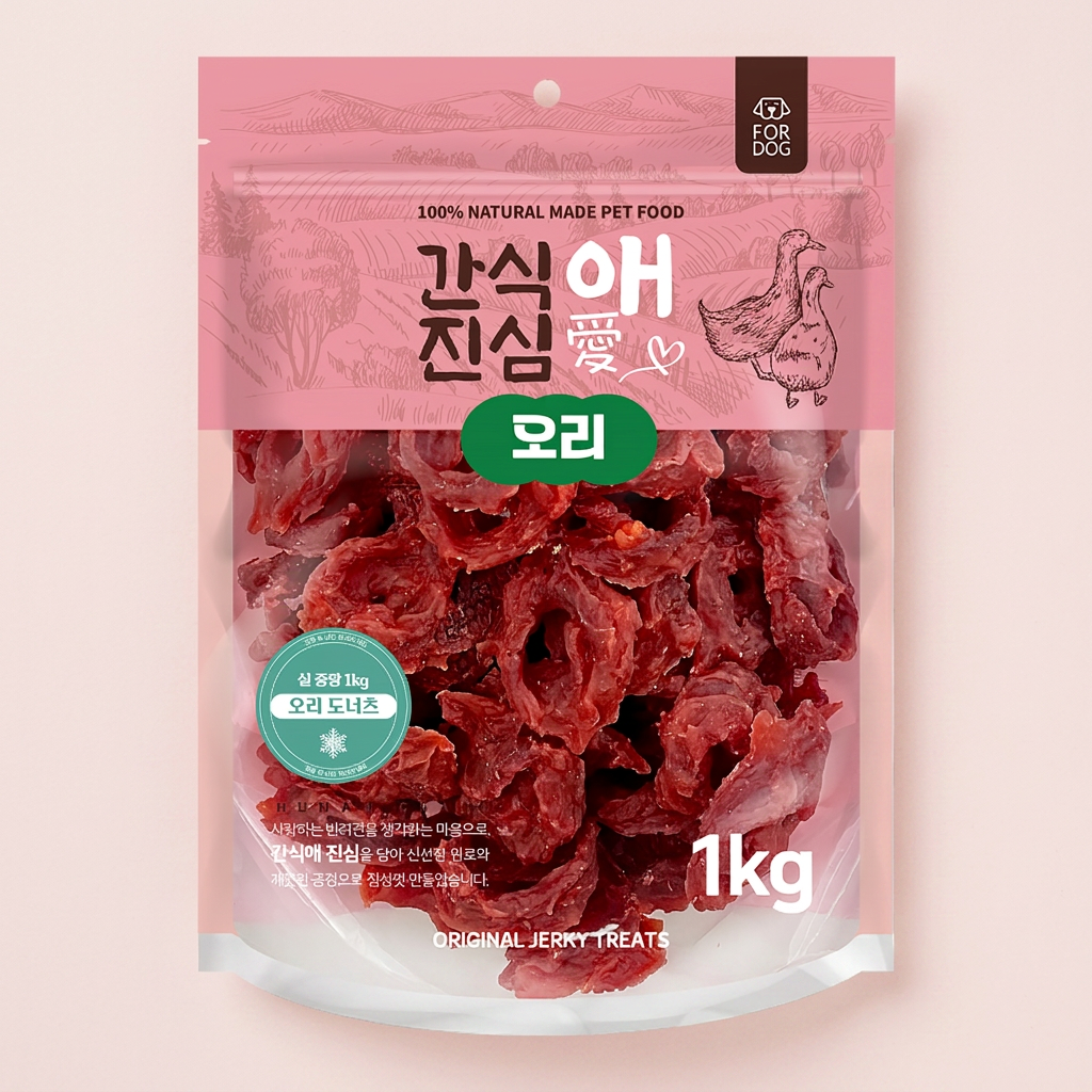 간식애진심 사사미 대용량 육포, 오리도너츠, 1kg, 1개