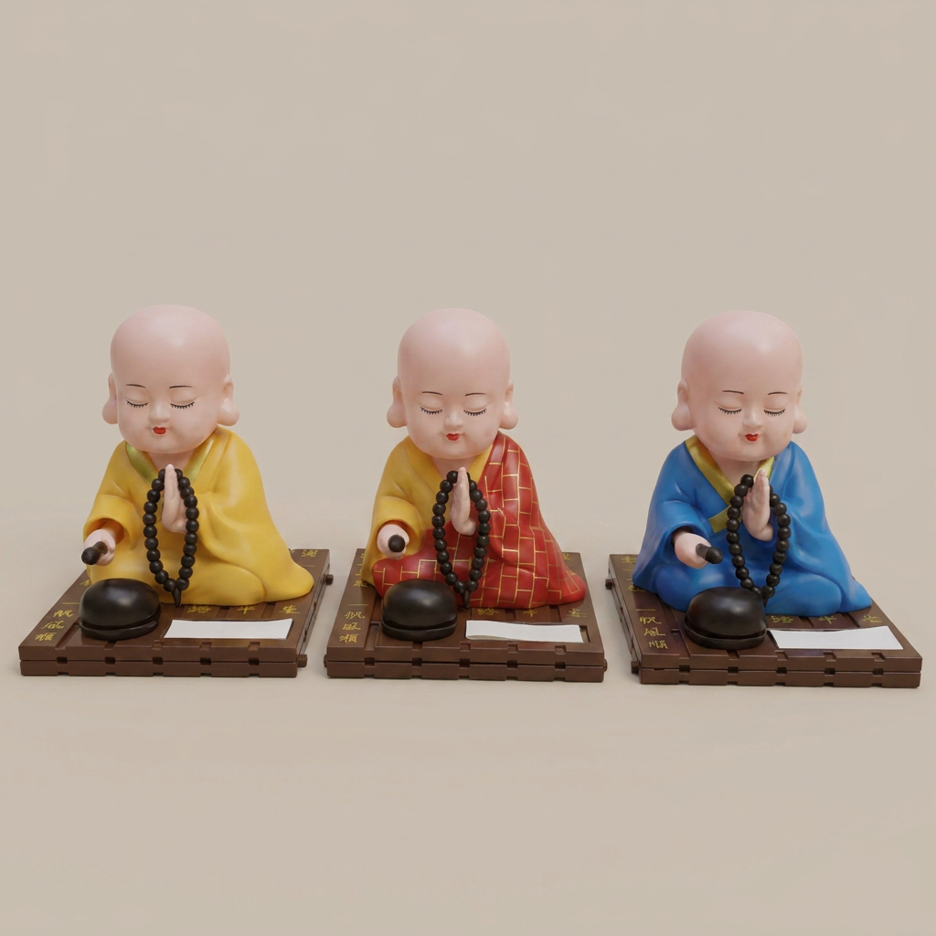 목탁치는 스님 3종 세트, 빨강노랑, 1개