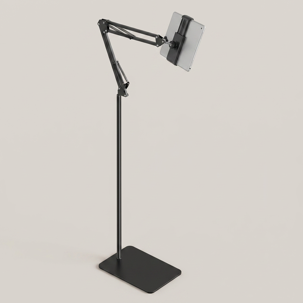 140cm 자바라 스탠드 핸드폰 태블릿 스마트폰 거치대, 블랙, 1개