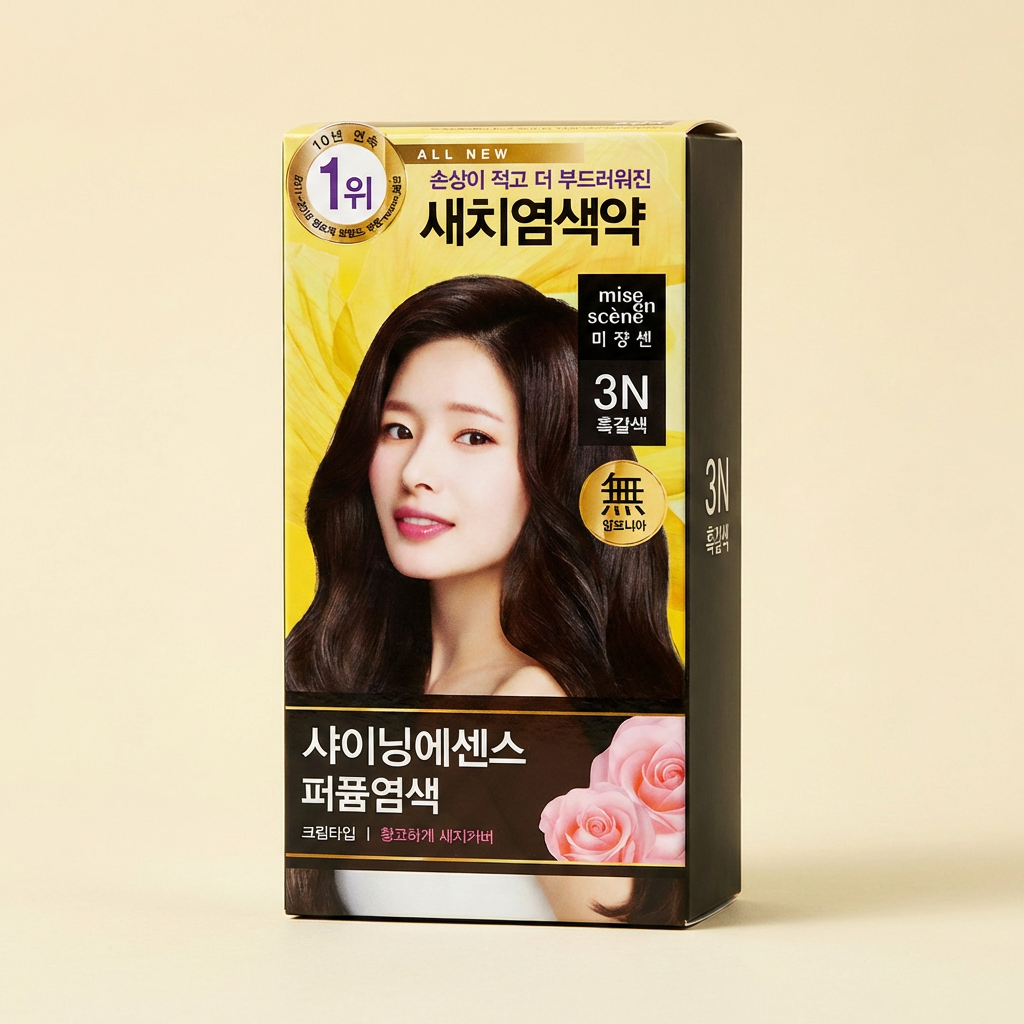 미쟝센 올뉴 샤이닝에센스 퍼퓸 염색, 3N, 흑갈색, 3개